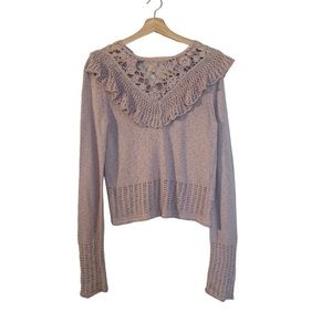 Free People Knit with Crochet Accents Pullover Sweater Women’s Size Medium